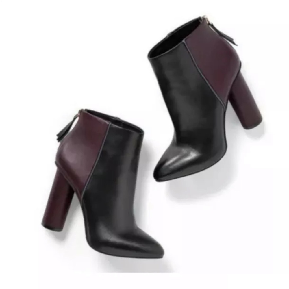 CAbi Black and Burgundy Heeled Boots